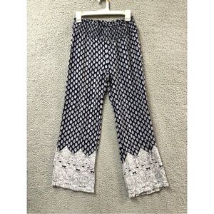 Sim & Sam Pants Blue and White Palazzo Boho Wide Leg